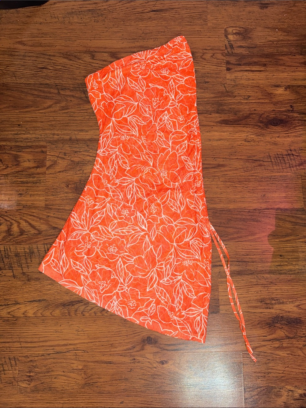 SHEIN Orange Floral Mini Skirt with Side Tie 17.1T